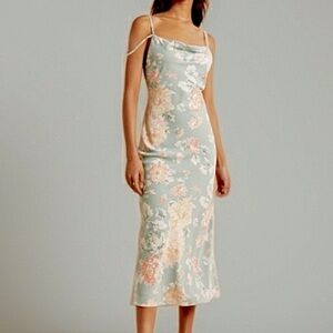 Like New Abercrombie & Fitch Feminine Cowl Neck Floral Slip Dress SZ Large